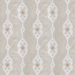 Vidalia Beige Ivory by Norbar Designer Fabric PRISM ELEMENTS 60% COTTON - 25% POLYESTER INDIA 7 3/4"V - 6 1/2"H 52 - Swanky Fabrics -