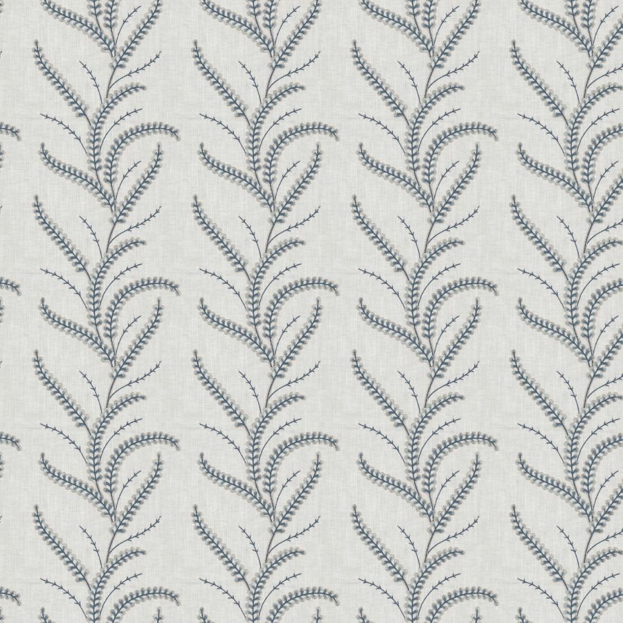 Vines 1 Spray by Stout Designer Fabric Vines 1 Spray by Stout Fabric COMFORTABLE LIVING CHAMBRAY/PACIFIC 82%POL 11%COT 7%LIN %BEMB India FLAME RETARDANT-U.F.A.C. CLASS 1 CATB 117-2013 Horizontal: 13.375 and Vertical: 12.625 52 in - Fabric Carolina -