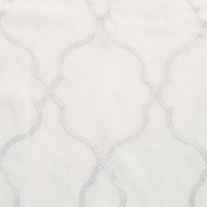 Virtue White by Norbar Designer Fabric METALICA 100% POLYESTER CHINA 12"V 6"H 106 - Swanky Fabrics -