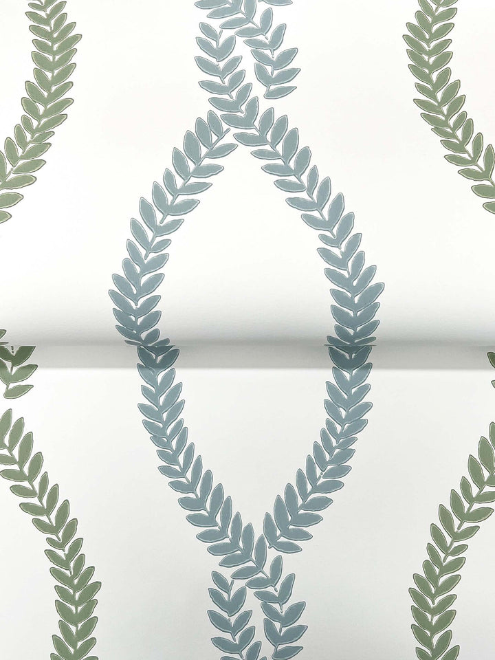 Laureate Light Green Vine Trellis Wallpaper by Antonina Vella Designer
