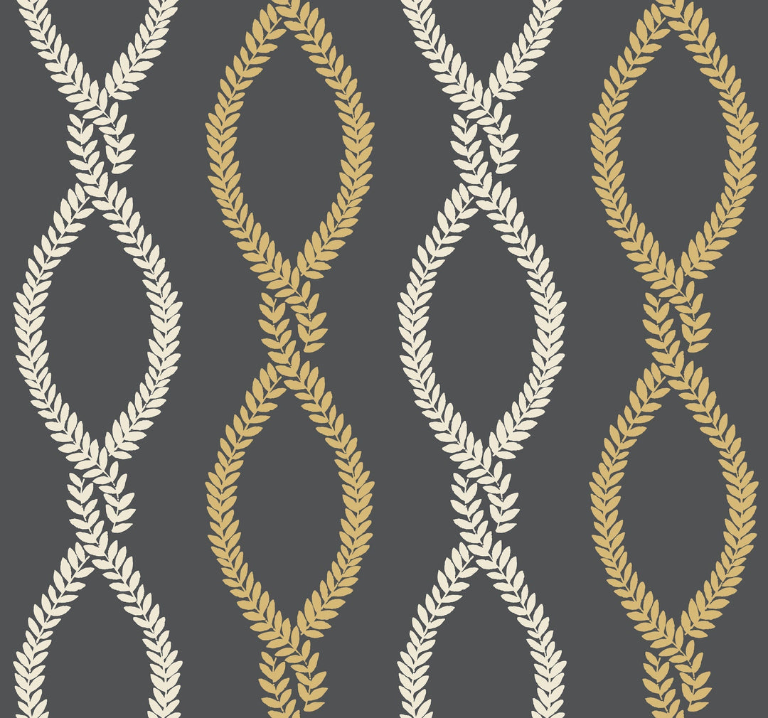 Laureate Black Vine Trellis Wallpaper by Antonina Vella Designer
