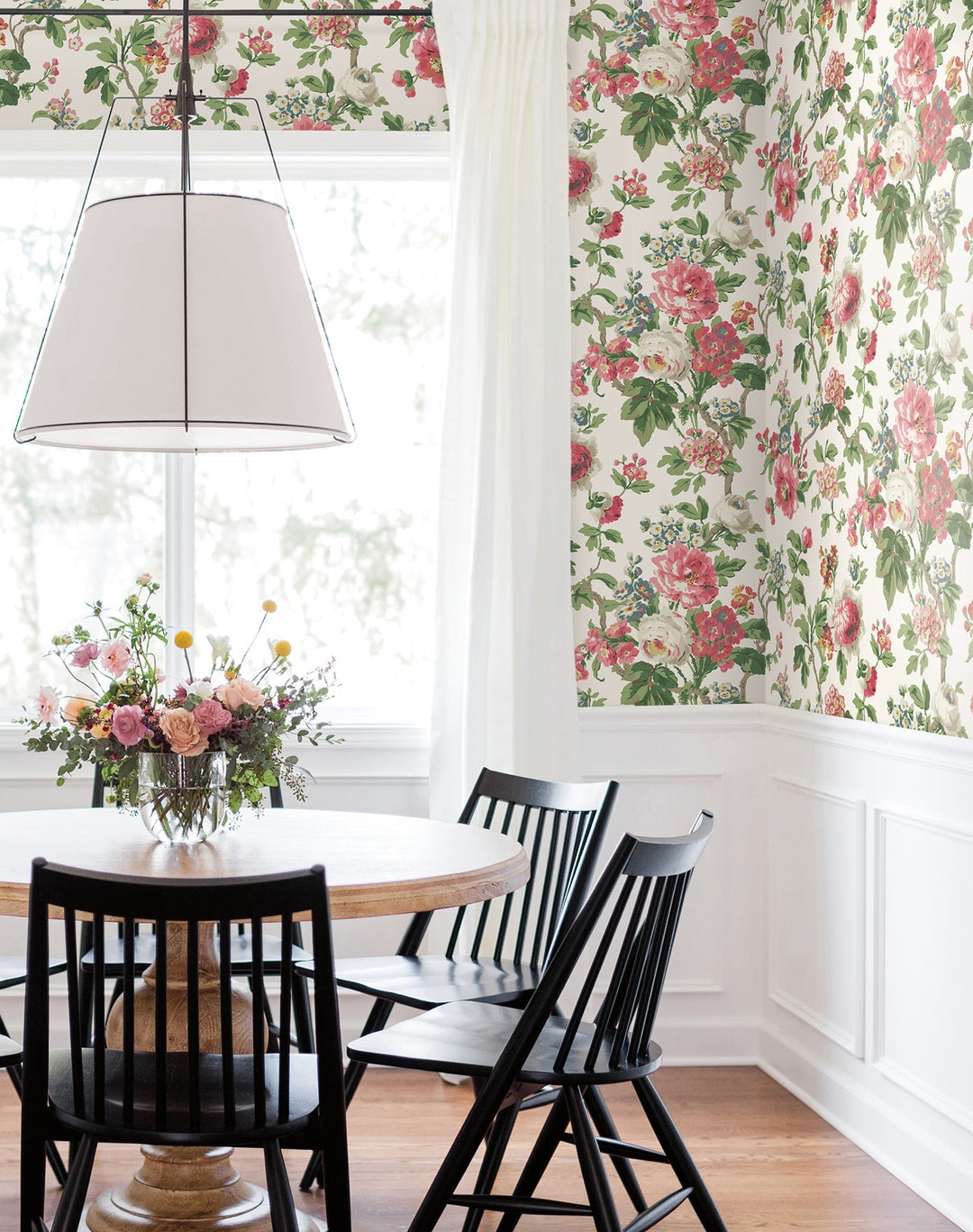 Beatrix Fuchsia Vintage Floral Wallpaper by Antonina Vella Designer