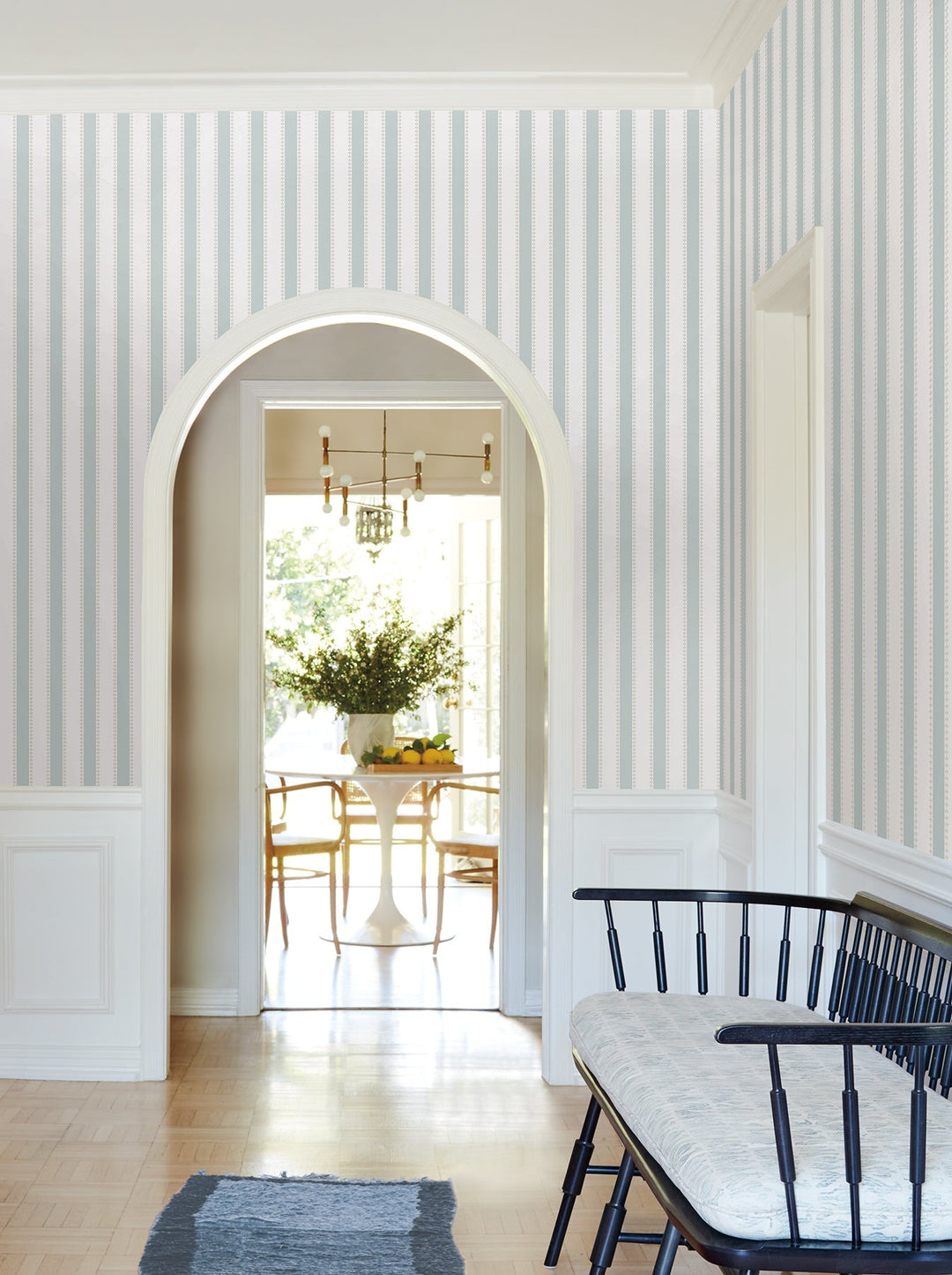 Tilford Light Blue Awning Stripe Wallpaper by Antonina Vella Designer