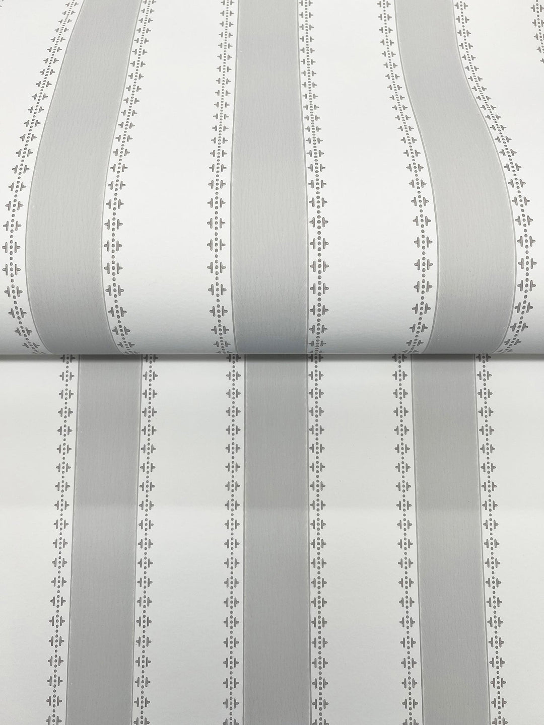 Tilford Light Grey Awning Stripe Wallpaper by Antonina Vella Designer