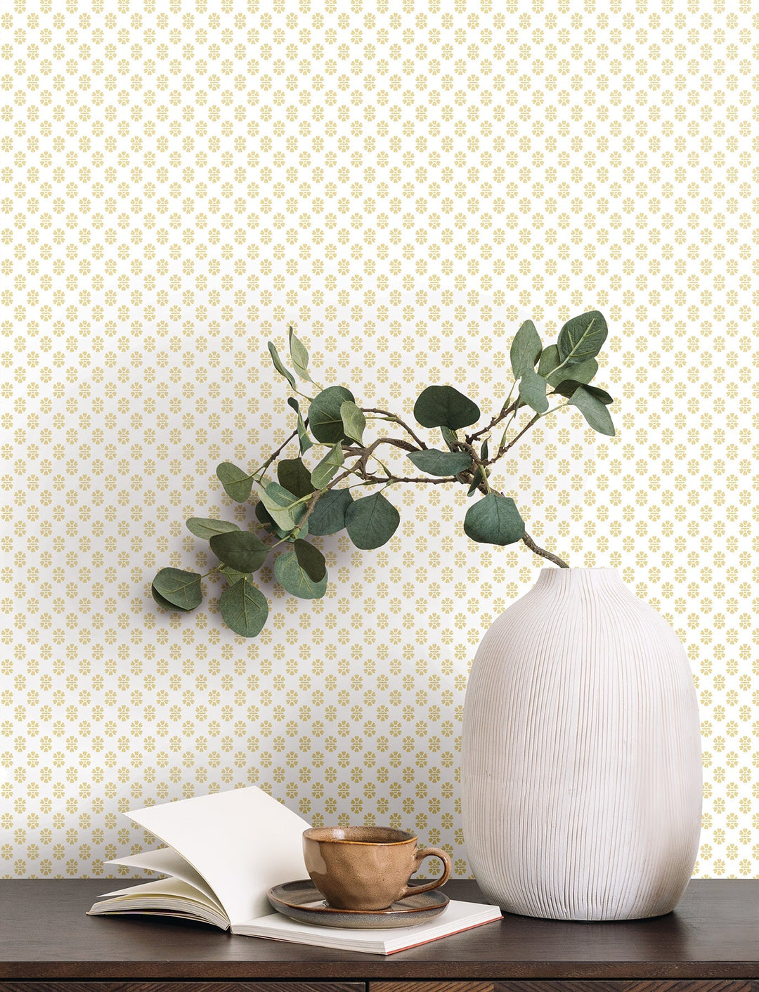 Brioni Butter Floral Stamp Wallpaper by Antonina Vella Designer