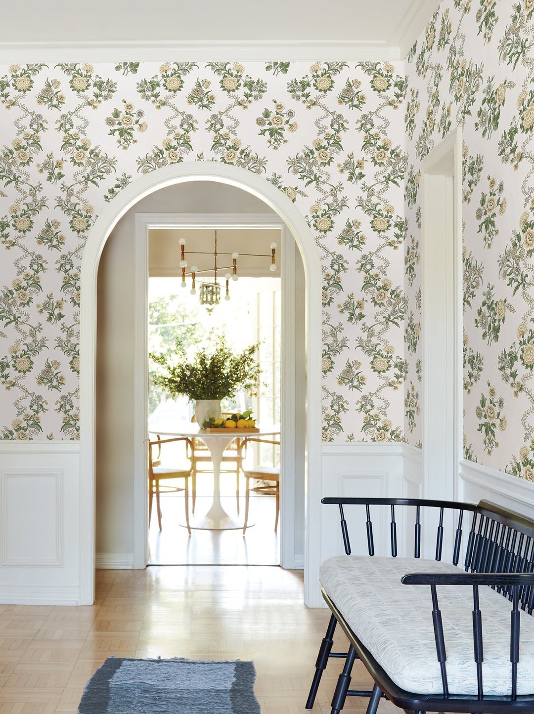 Genevieve Butter Floral Trail Wallpaper by Antonina Vella Designer