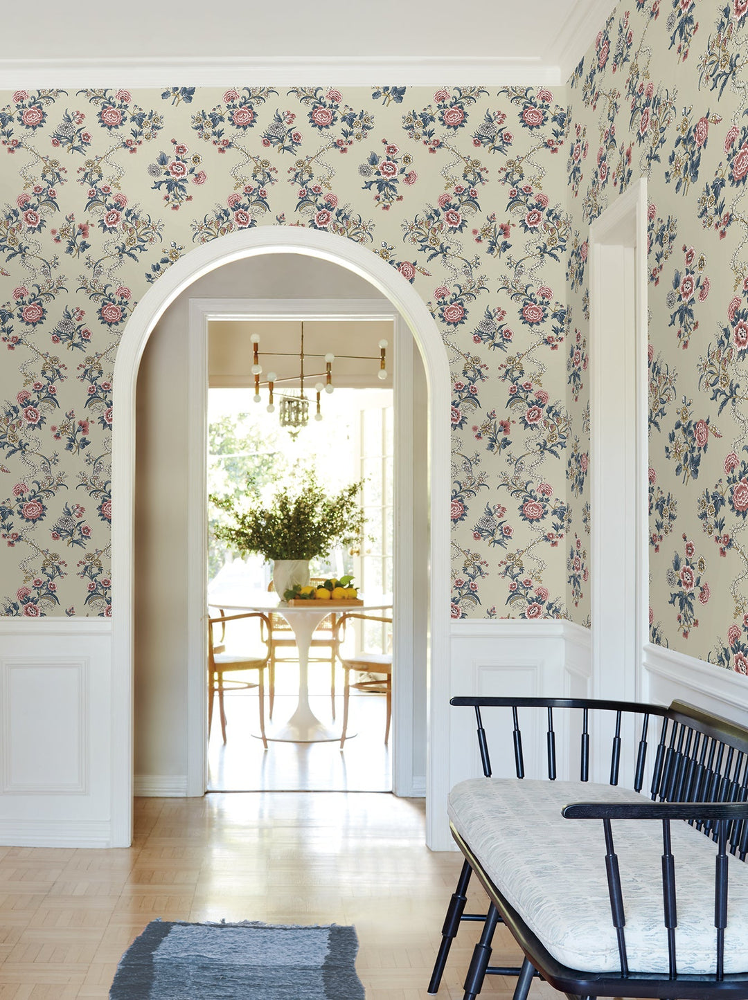 Genevieve Rose Floral Trail Wallpaper by Antonina Vella Designer