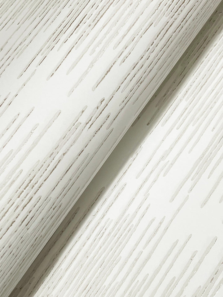 Operetta White Metallic Columns Wallpaper by Ronald Redding Designer