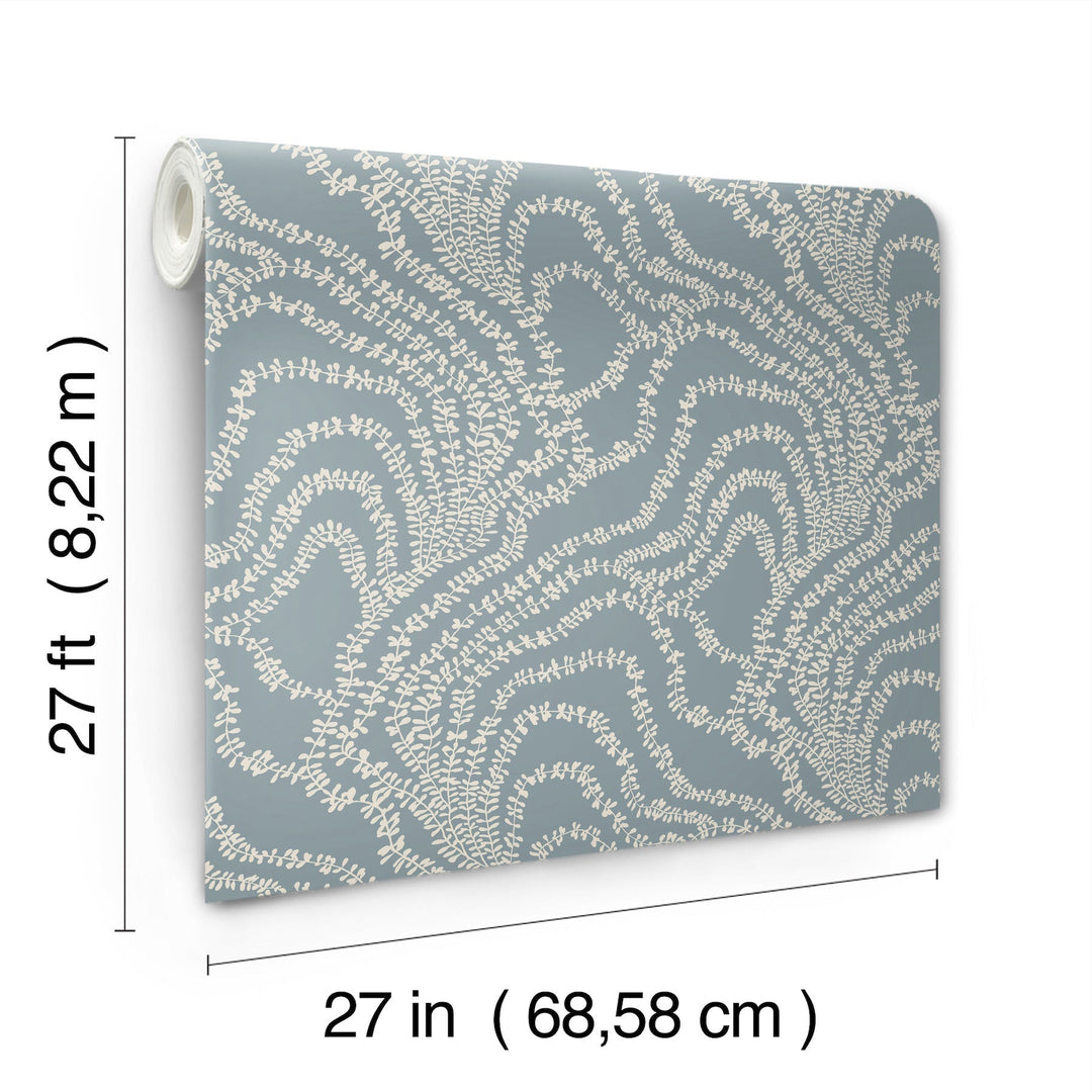 String of Pearls Denim Vine Wallpaper by Ronald Redding Designer