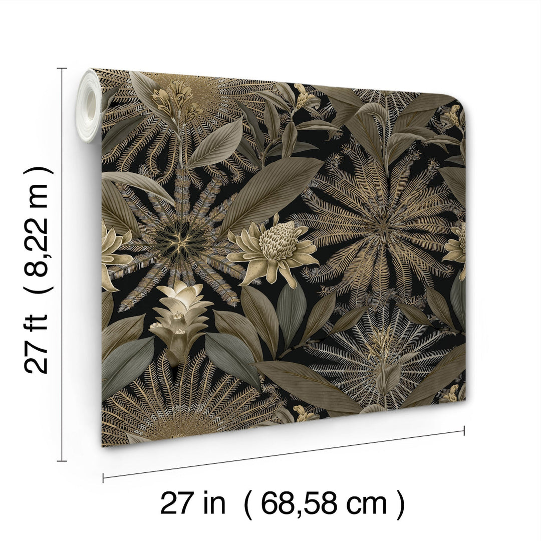 Enchanted Garden Black Tropical Wallpaper by Ronald Redding Designer