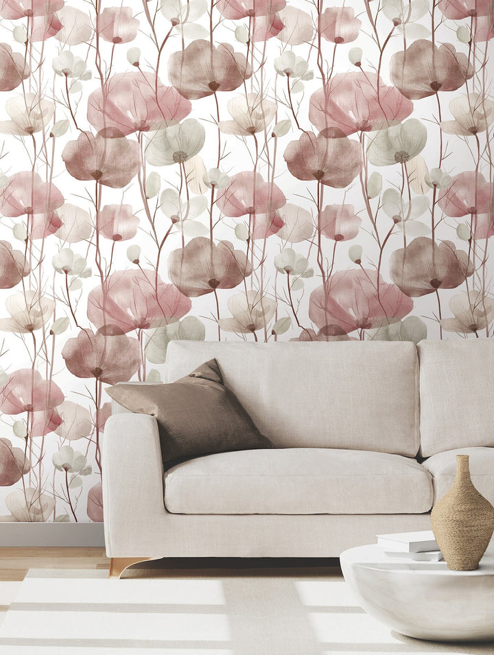 Cotswolds Poppies Red Floral Wallpaper by Ronald Redding Designer