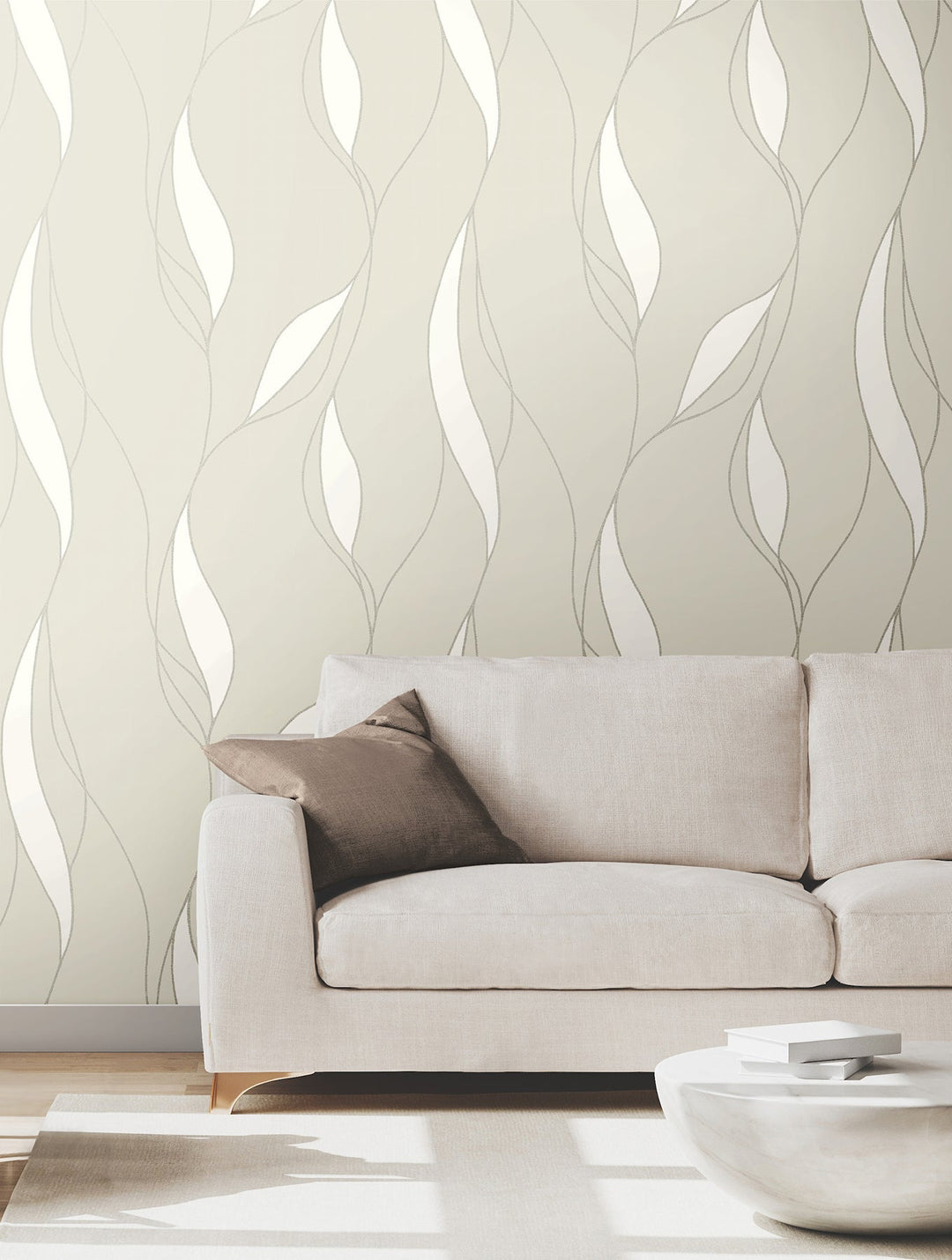 Society Hill Dove Abstract Leaf Wallpaper by Ronald Redding Designer