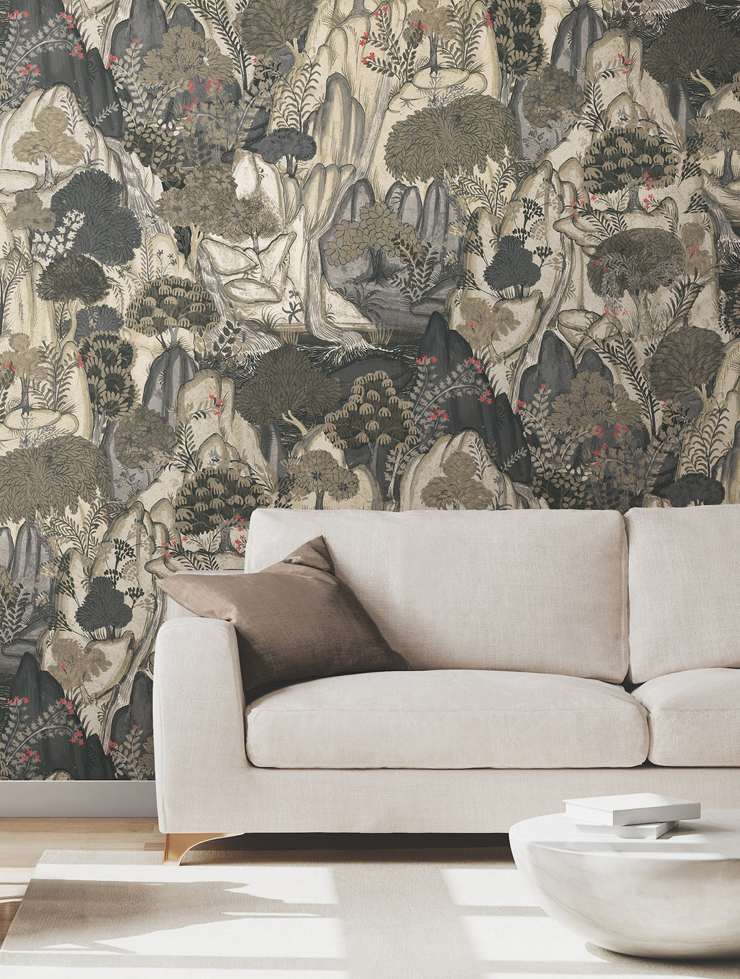 Falling Waters Neutral Scenic Wallpaper by Ronald Redding Designer