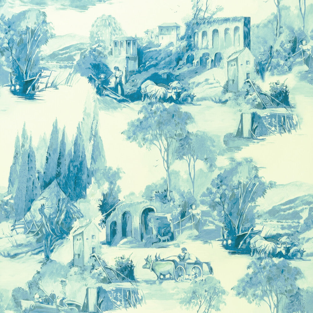 Anastacia Delft by Clarke And Clarke Wallcovering CLARKE & CLARKE COLONY - Belgium - Horizontal: 0 and Vertical: 20.875 20.875 - Fabric Carolina -