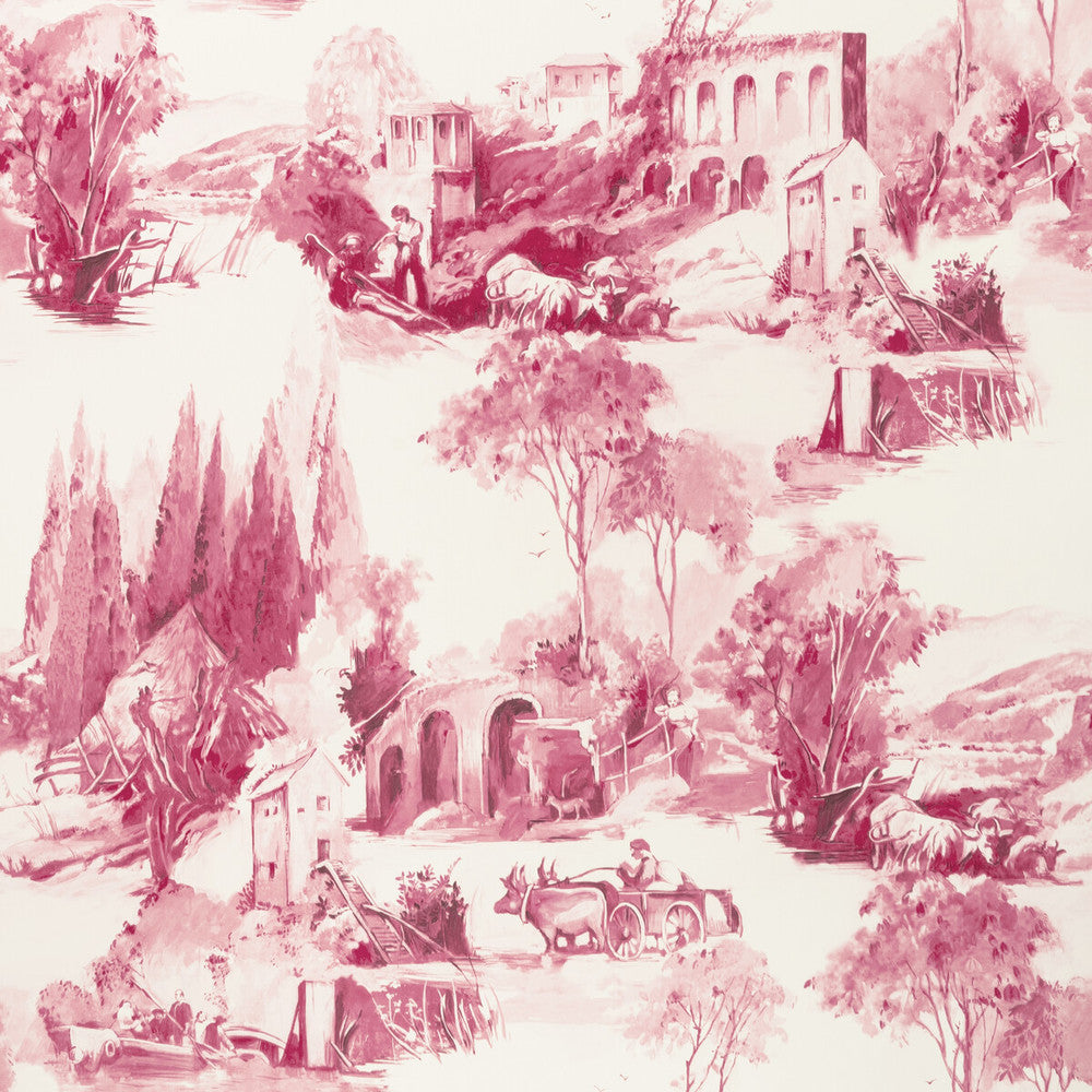 Anastacia Raspberry by Clarke And Clarke Wallcovering CLARKE & CLARKE COLONY - Belgium - Horizontal: 0 and Vertical: 20.875 20.875 - Fabric Carolina -