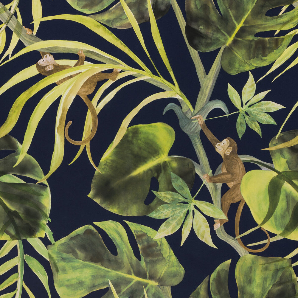Monkey Business Indigo by Clarke And Clarke Wallcovering CLARKE & CLARKE COLONY Belgium Horizontal: 0 and Vertical: 20.875 20.875 - Fabric Carolina -