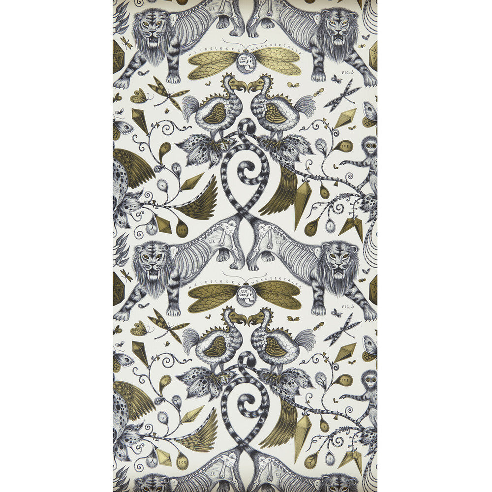 Extinct Gold by Clarke And Clarke Wallcovering ANIMALIA BY EMMA J SHIPLEY FOR C&C United Kingdom Horizontal: 0 and Vertical: 18 20.5 - Fabric Carolina -