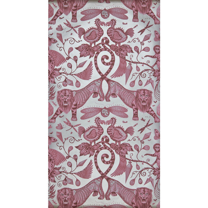 Extinct Magenta by Clarke And Clarke Wallcovering ANIMALIA BY EMMA J SHIPLEY FOR C&C - United Kingdom - Horizontal: 0 and Vertical: 18 20.5 - Fabric Carolina -