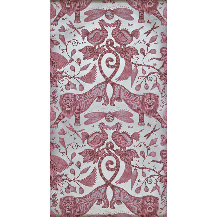 Extinct Magenta by Clarke And Clarke Designer Wallcovering ANIMALIA BY EMMA J SHIPLEY FOR C&C United Kingdom Horizontal: 0 and Vertical: 18 20.5 - Swanky Fabrics -