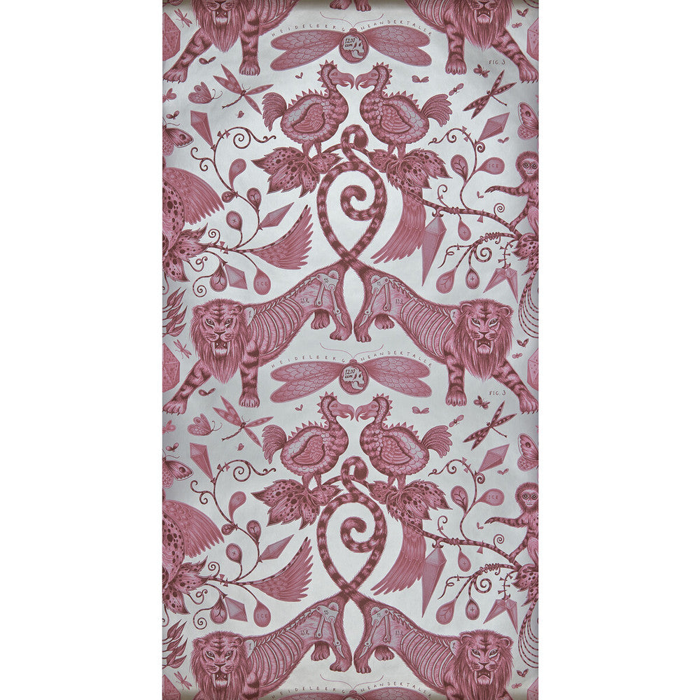 Extinct Magenta by Clarke And Clarke Wallcovering ANIMALIA BY EMMA J SHIPLEY FOR C&C - United Kingdom - Horizontal: 0 and Vertical: 18 20.5 - Fabric Carolina -