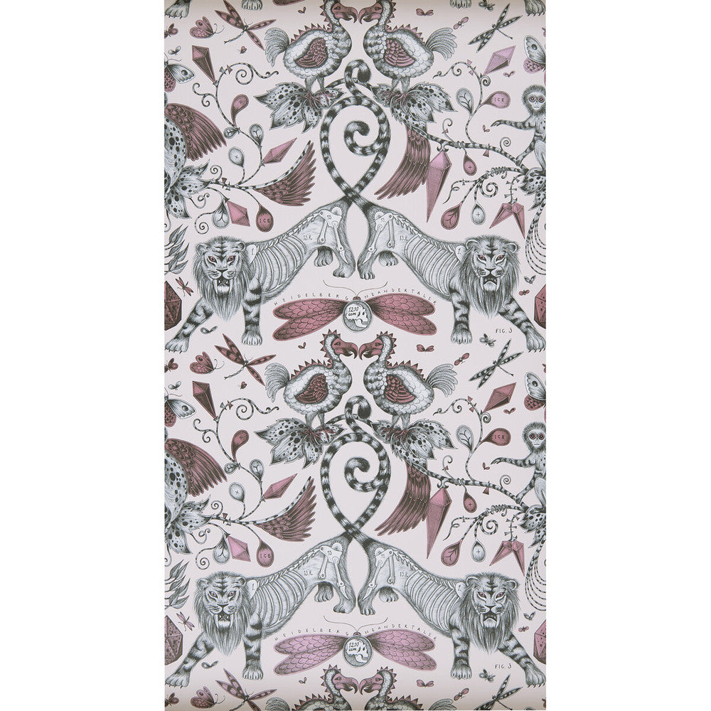 Extinct Pink by Clarke And Clarke Designer Wallcovering ANIMALIA BY EMMA J SHIPLEY FOR C&C United Kingdom Horizontal: 0 and Vertical: 18 20.5 - Swanky Fabrics -