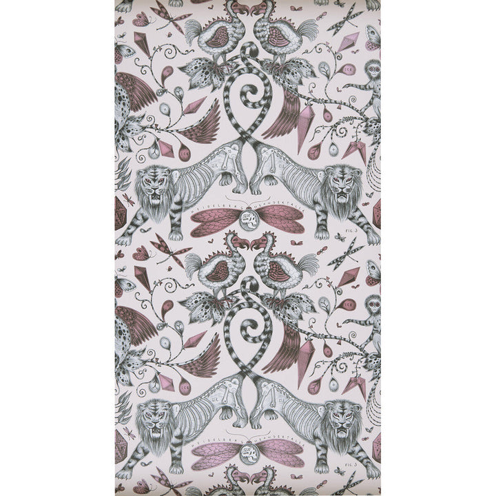 Extinct Pink by Clarke And Clarke Designer Wallcovering ANIMALIA BY EMMA J SHIPLEY FOR C&C United Kingdom Horizontal: 0 and Vertical: 18 20.5 - Swanky Fabrics -