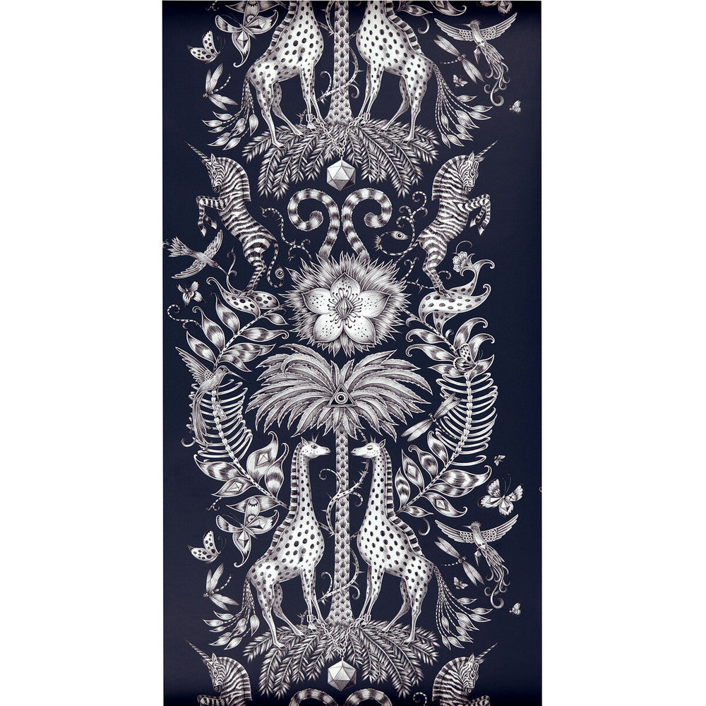 Kruger Navy by Clarke And Clarke Wallcovering ANIMALIA BY EMMA J SHIPLEY FOR C&C United Kingdom Horizontal: 0 and Vertical: 27.125 20.5 - Fabric Carolina -