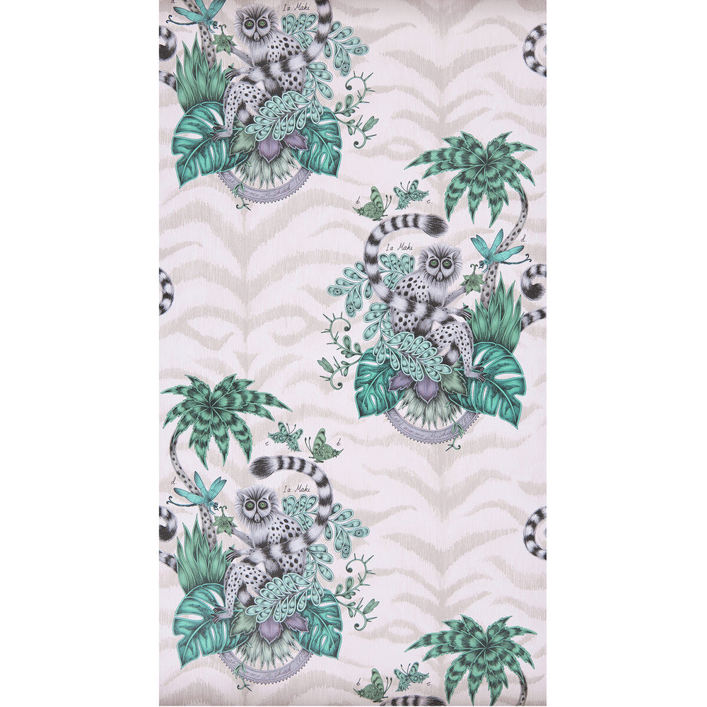 Lemur Pink by Clarke And Clarke Designer Wallcovering ANIMALIA BY EMMA J SHIPLEY FOR C&C United Kingdom Horizontal: 0 and Vertical: 25.25 20.5 - Swanky Fabrics -