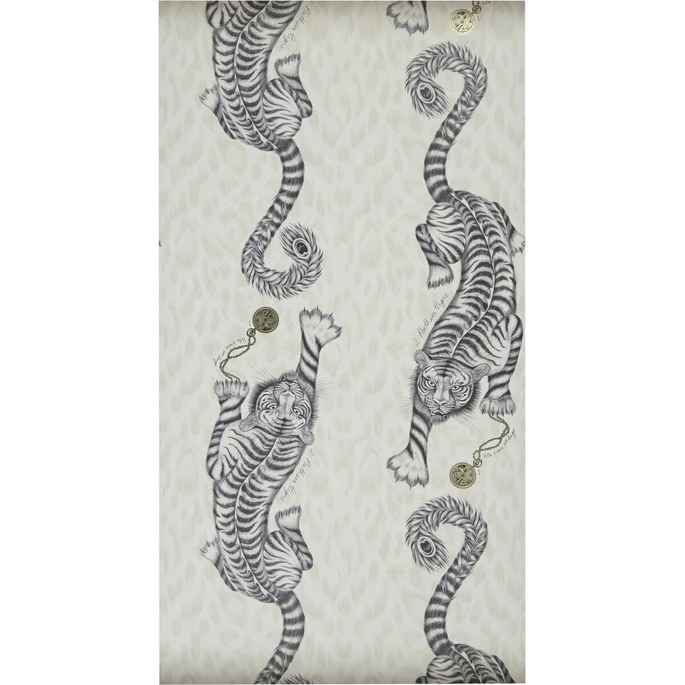 Tigris Monochrome by Clarke And Clarke Wallcovering ANIMALIA BY EMMA J SHIPLEY FOR C&C United Kingdom Horizontal: 0 and Vertical: 25.25 20.5 - Fabric Carolina -