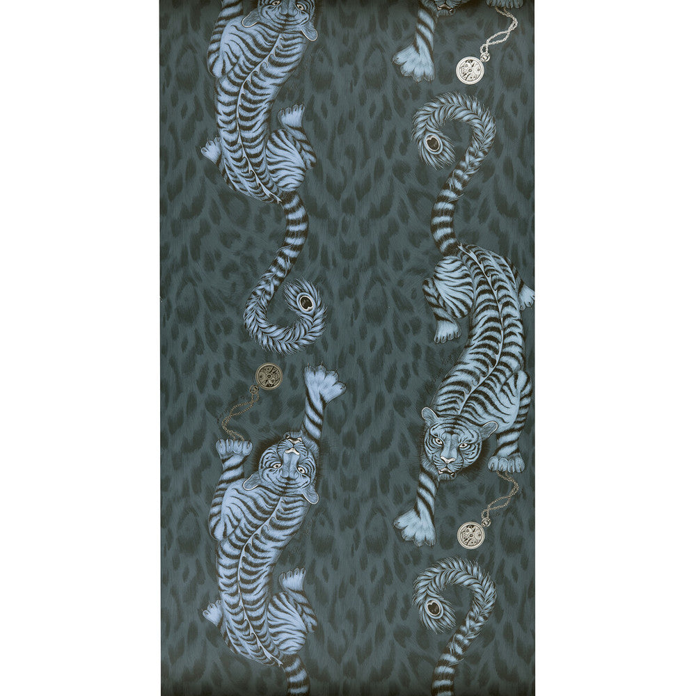 Tigris Navy by Clarke And Clarke Wallcovering ANIMALIA BY EMMA J SHIPLEY FOR C&C United Kingdom Horizontal: 0 and Vertical: 25.25 20.5 - Fabric Carolina -