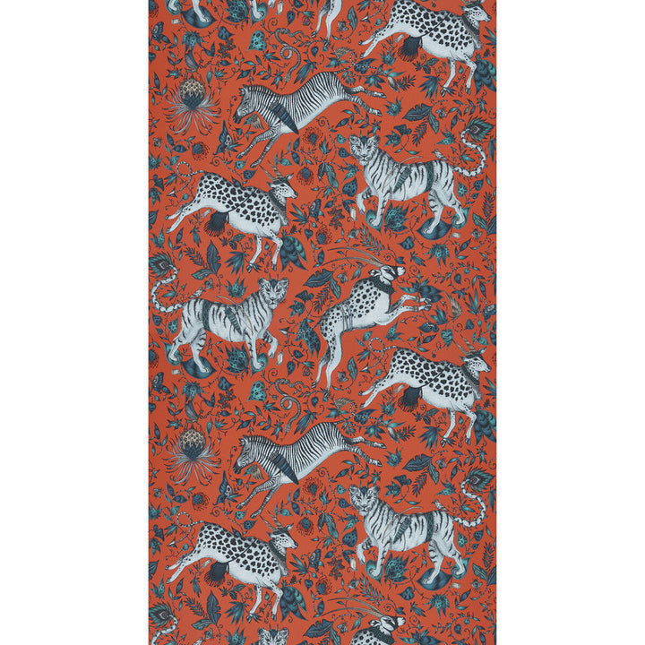 Protea Coral by Clarke And Clarke Designer Wallcovering WILDERIE BY EMMA J SHIPLEY FOR C&C NON WOVEN - 100% United Kingdom Horizontal: 0 and Vertical: 20.48 21 - Swanky Fabrics -