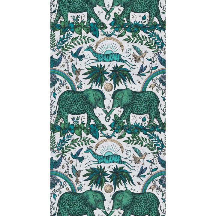 Zambezi Green by Clarke And Clarke Designer Wallcovering WILDERIE BY EMMA J SHIPLEY FOR C&C PAPER - 100% United Kingdom Horizontal: and Vertical: 18 20.5 - Swanky Fabrics -