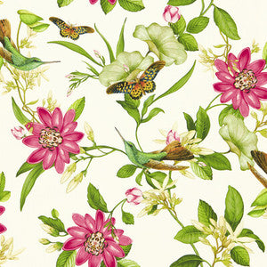 Pink Lotus Wp Ivory by Clarke And Clarke Wallcovering