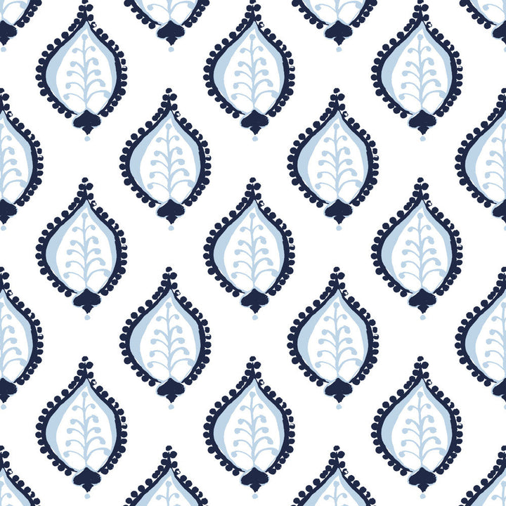 W04Vl-1 Gentle Navy Wallpaper by Aoc Designer Wallpaper HERITAGE WALLPAPER 100%PA USA Horizontal: 7 and Vertical: 6.75 27 in - Swanky Fabrics -