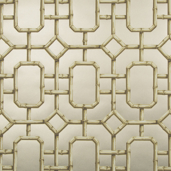 Bambu Fret Pewter by Kravet Couture Designer Wallcovering JAN SHOWERS GLAMOROUS PAPER - 100% United States - Horizontal: 27 and Vertical: 36 27 - Swanky Fabrics -