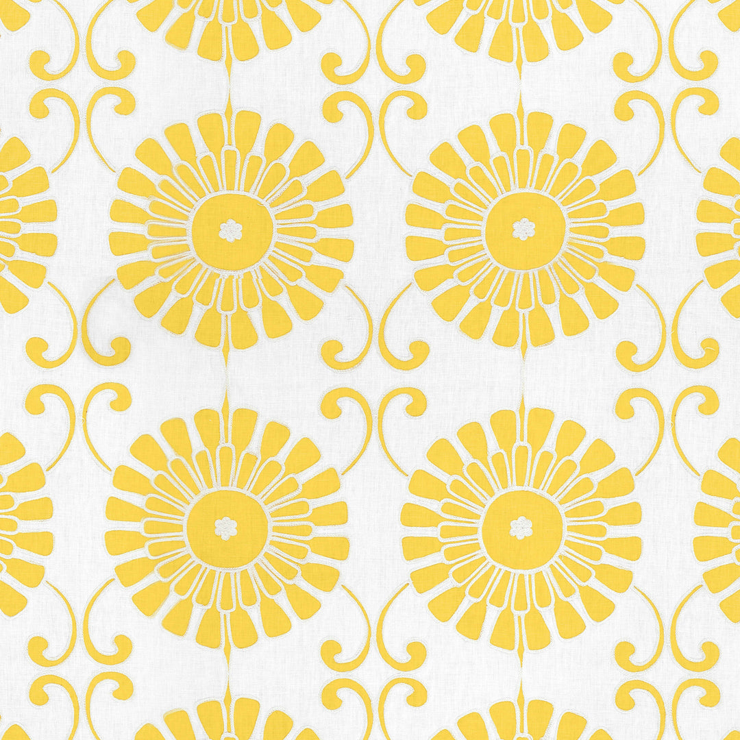 SUN GARDEN EMBROIDERY - Yellow by Thibaut Fabric