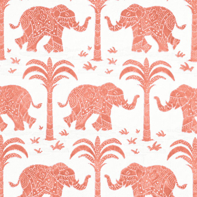 Elephant Velvet Coral W716203 by Thibaut Fabric Thibaut Fabric Elephant Velvet Coral W716203Fabric Kismet Fabric Book 100% Cotton INDIA </p><p>Repeat: V: 21.5 53 - Fabric Carolina -