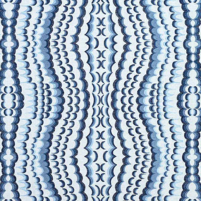 Ebru Embroidery Blue W72982 by Thibaut Fabric Thibaut Fabric Ebru Embroidery Blue W72982Fabric Paramount Fabric Book 37%Lin25%Cot24%Vis14%SpunPoly INDIA </p><p>Repeat: V: 15 51 - Fabric Carolina -