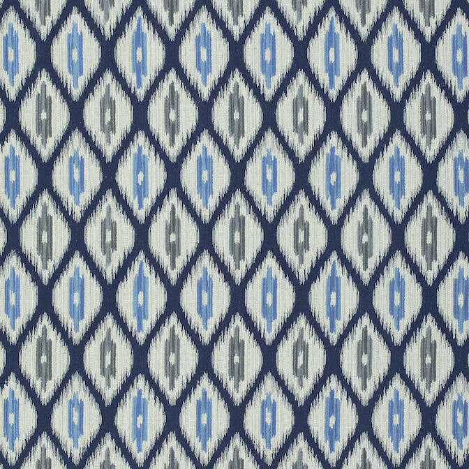 Rajah Navy W73362 by Thibaut Fabric Thibaut Fabric Rajah Navy W73362Fabric Nomad 51%Poly,29%Ray,17%Cot,3%Flx-AB U.S.A. </p><p>Repeat: V: 14.25 54 - Fabric Carolina -