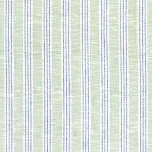 Southport Stripe Green Apple and Royal W73486 by Thibaut Fabric