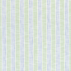 Southport Stripe Green Apple and Royal W73486 by Thibaut Fabric
