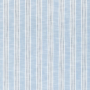 Southport Stripe Sky Blue and Navy W73488 by Thibaut Fabric