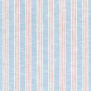 Southport Stripe Sky and Red W73489 by Thibaut Fabric