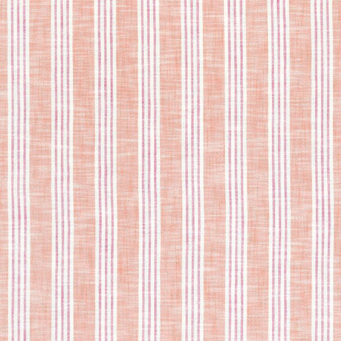 Southport Stripe Coral and Peony W73491 by Thibaut Fabric Thibaut Fabric Southport Stripe Coral and Peony W73491Fabric Landmark 95% Polyester, 5% Olefin (UV) U.S.A. </p><p>Repeat: V: 3.5 54 - Fabric Carolina -