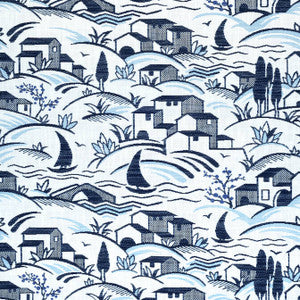 Landmark Navy and Sky W73524 by Thibaut Fabric