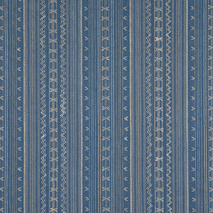 Charter Stripe Embroidery Navy W736456 by Thibaut Fabric