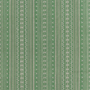 Charter Stripe Embroidery Green W736458 by Thibaut Fabric
