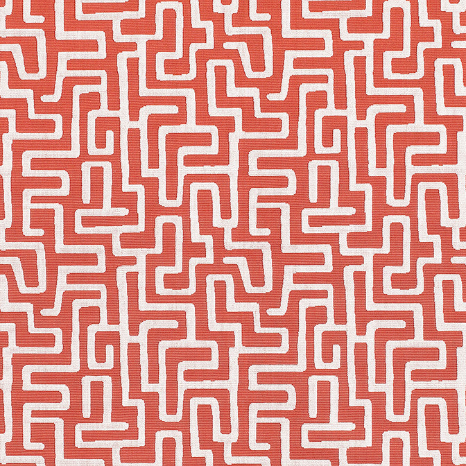 Terrace Lane Coral W742029 by Thibaut Fabric Thibaut Fabric Terrace Lane Coral W742029Fabric Sojourn Fabric Book 100% Cotton INDIA </p><p>Repeat: V: 12.5 54 - Fabric Carolina -