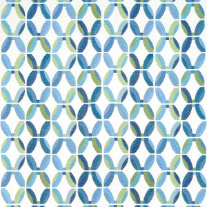 Thibaut Fabric Passageway Embroidery Blue and Green W745000