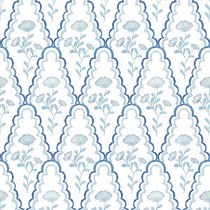 W7848 Scallop Floral 2 Harbor by Aoc Wallcovering